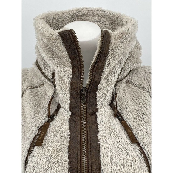 Kuhl Womens Flight Vest XS Stone Mid-Weight Fleece Zipper Pockets Stowaway Hood - Picture 9 of 9